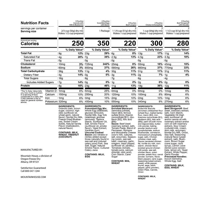 Mountain House Emergency Meal Kit 15-Pouch Assortment (28 Total Servings)