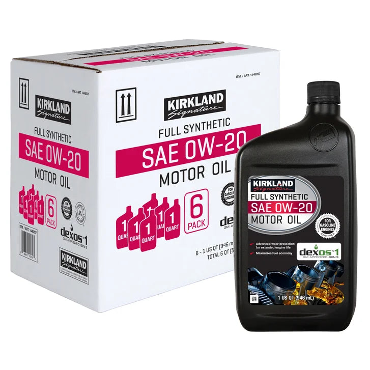 Kirkland Signature 1-Quart 0W20 & 5W20 Full Synthetic Motor Oil, 12-pack