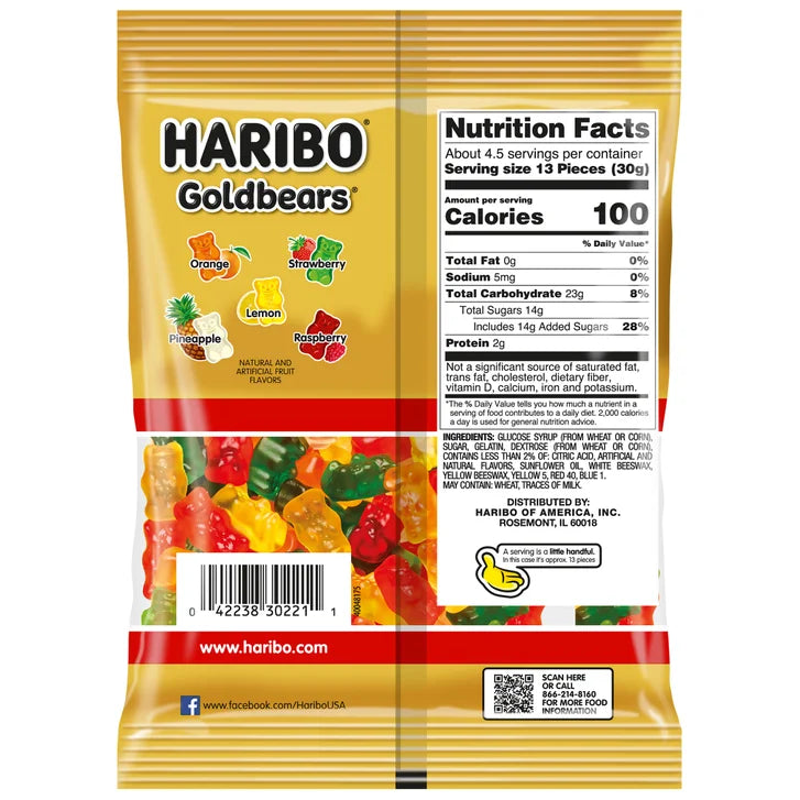 Haribo Goldbears Gummi Candy, 5 oz, 12-count