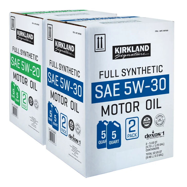 Kirkland Signature 5-Quart 5W20 & 5W30 Full Synthetic Motor Oil, 4-pack
