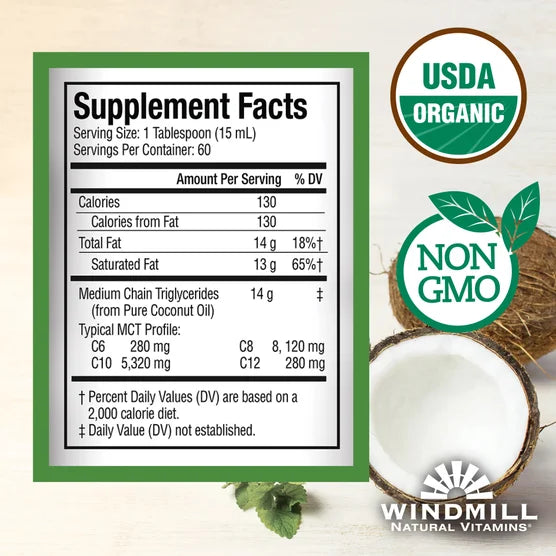 Windmill USDA Organic MCT Oil, 32 Fluid Ounces