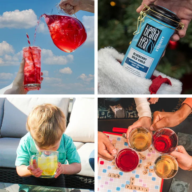 Tiesta Tea Blueberry Wild Child Herbal Loose Leaf Tea Bundle, Two 1 lb. Bags & 5.5 oz Tin