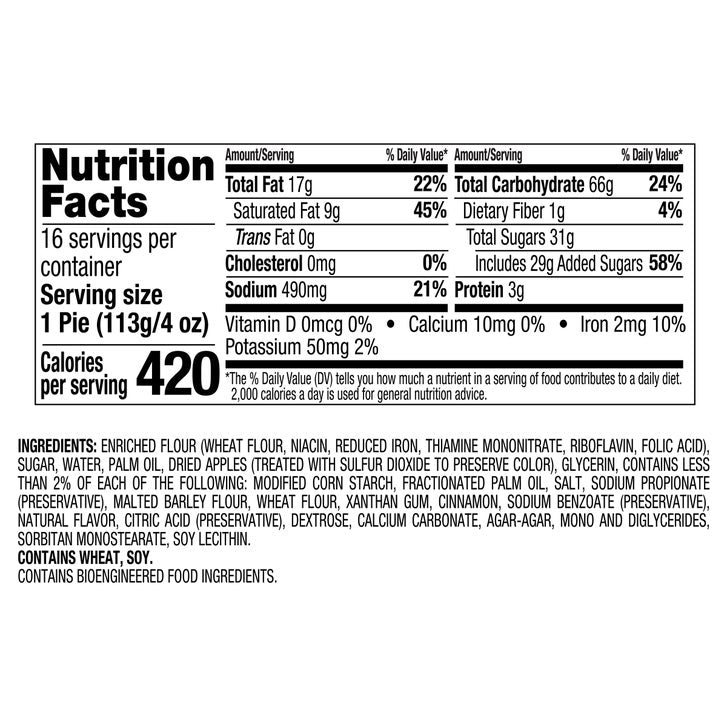 JJ's Bakery, Lightly Glazed Apple Pie, 4 oz, 16-Count