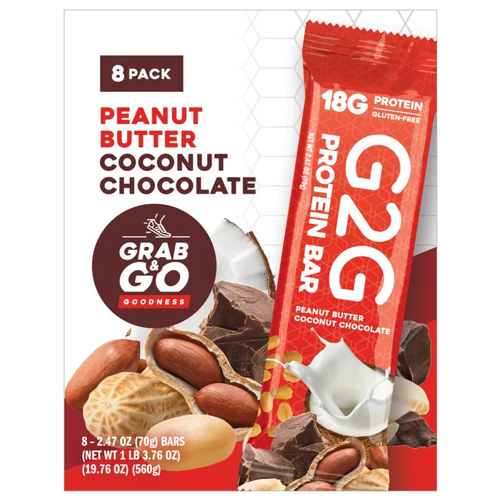 G2G 3-pack Peanut Butter Coconut Chocolate Protein Bars 24-count