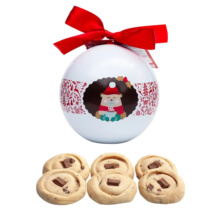 Mary Macleod's Holiday Ornament Tin of Chocolate Crunch Shortbread Cookies, 12 Ornament Tins, 72 Cookies Total