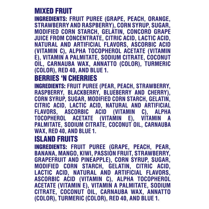 Welch's Fruit Snacks, Variety Pack, 2.25 oz, 20-count