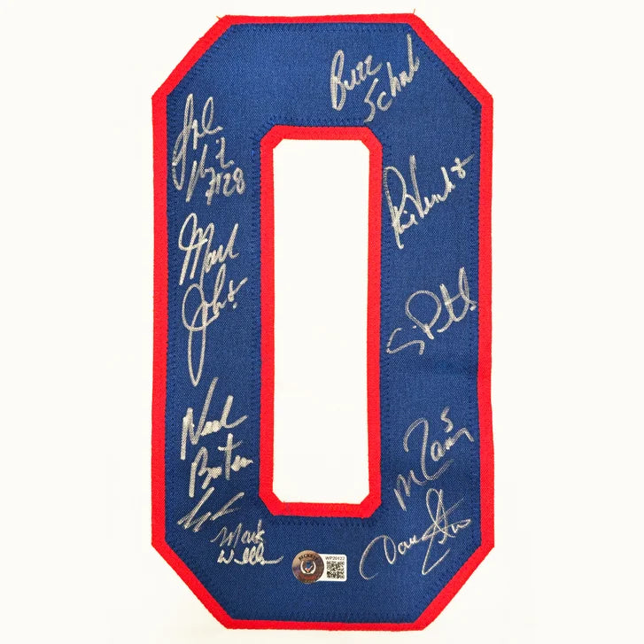 1980 Team USA Miracle on Ice Autographed Framed Red, White, & Blue Jersey With 19 Signatures Including Jim Craig & Mike Eruzione Beckett Authenticated