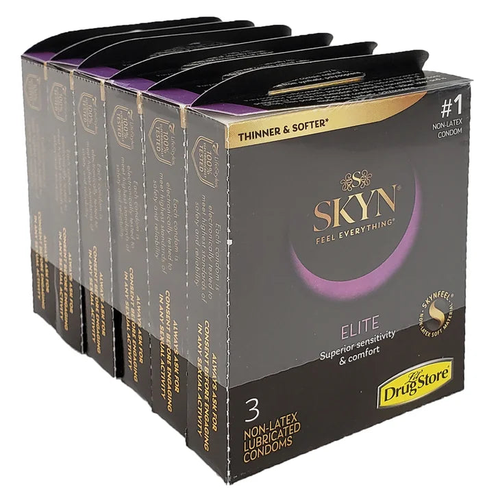 SKYN Elite Non-Latex Condoms, 3 per Box, 6 Boxes