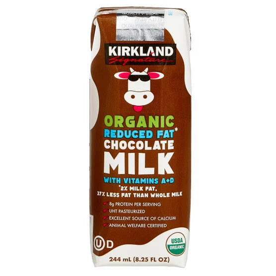 Kirkland Signature, Organic Reduced Fat Chocolate Milk, 8.25 fl oz, 24-Count