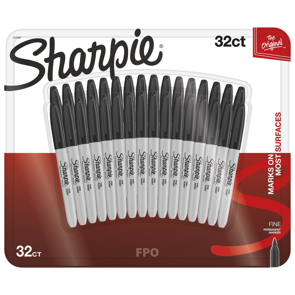 Sharpie Permanent Marker, Fine Point, Black, 32-count