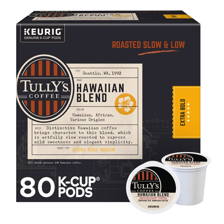 Tully's Coffee Hawaiian Blend K-Cups Pods, 80-count