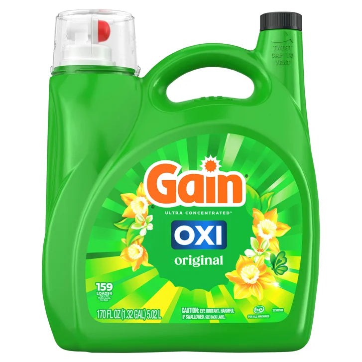 Gain +Oxi Liquid Laundry Detergent, Original, 159 Loads, 170 fl oz