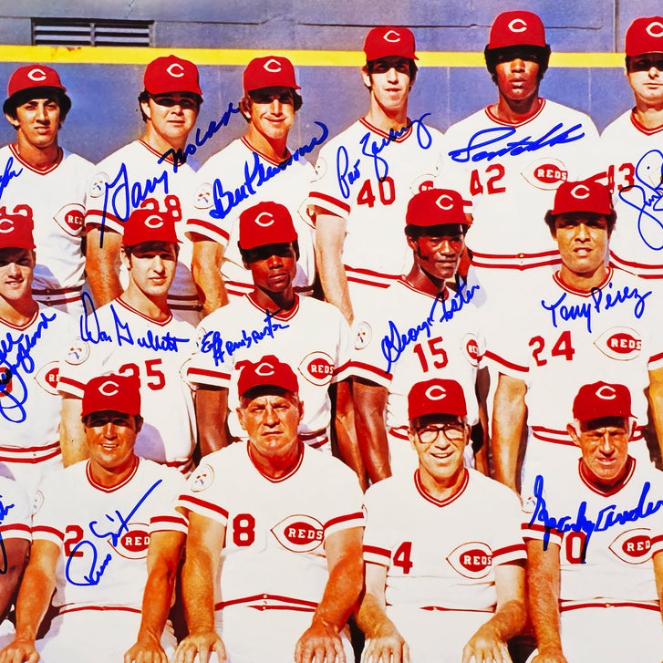 1976 Cincinnati Reds 'Big Red Machine' Team Autographed Framed 24” x 36” Poster with 27 Signatures Including Pete Rose - Beckett Authenticated