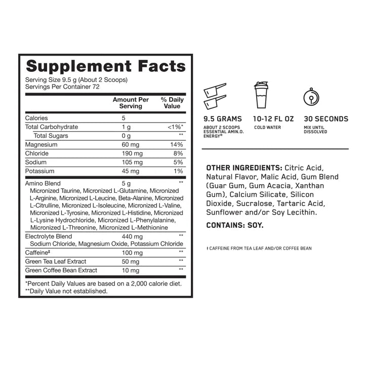 Optimum Nutrition Essential Amino Energy + Electrolytes, Sun Kissed Citrus, 1.5 lbs