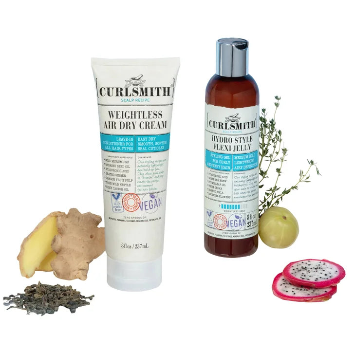 Curlsmith Weightless Air Dry Cream, 8 fl oz + Hydro Style Flexi Jelly, 8 fl oz Set