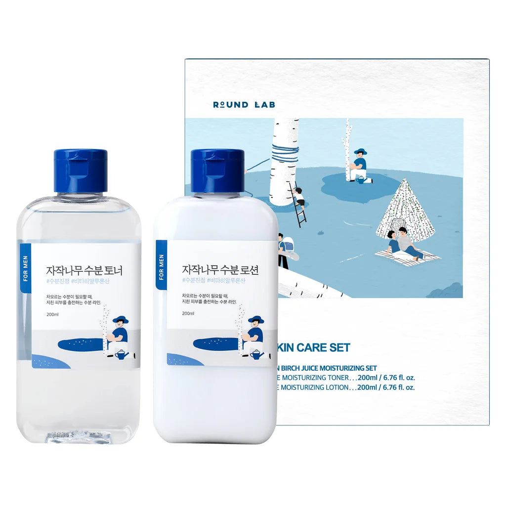 Round Lab for Men Birch Juice Toner 6.76 fl oz + Birch Lotion 6.76 fl oz Set