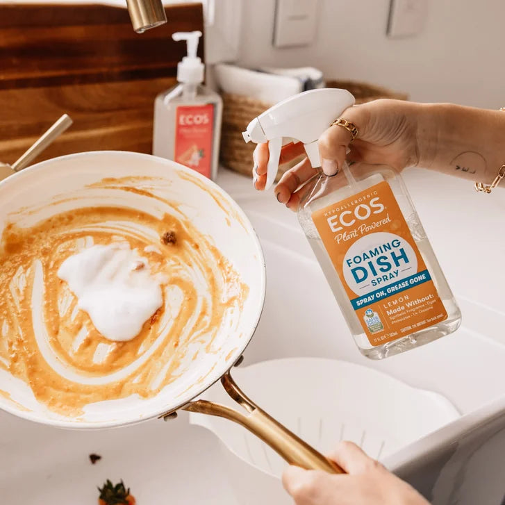 ECOS Foaming Dish Soap Spray, Lemon, 16 fl oz + 96 fl oz Refill