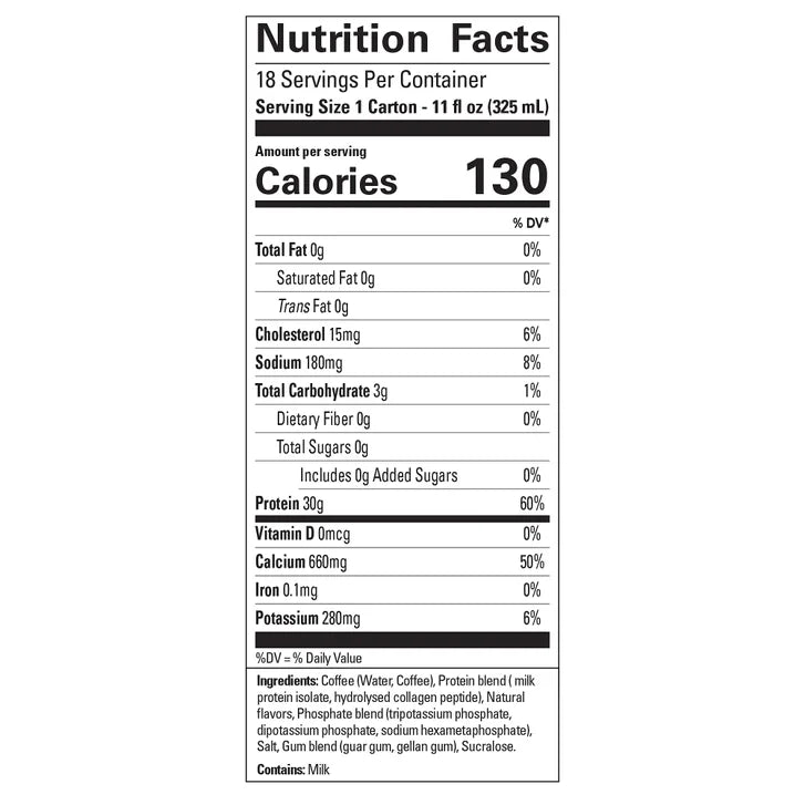 Joyburst 30g Protein Coffee Shakes, Dark Roast, 11 fl oz, 18-pack