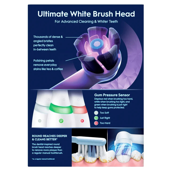 Oral-B iO Series 3 Perfect Clean & Whiten Rechargeable Electric Toothbrush, 1-pack