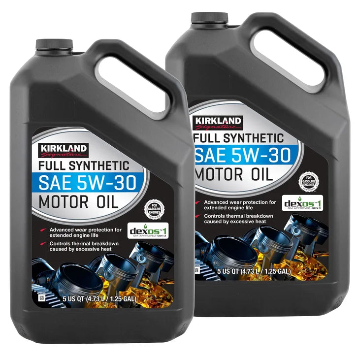 Kirkland Signature 5W-30 Full Synthetic and 5W-30 High Mileage Full Synthetic Motor Oil 5-Quart, 4-pack