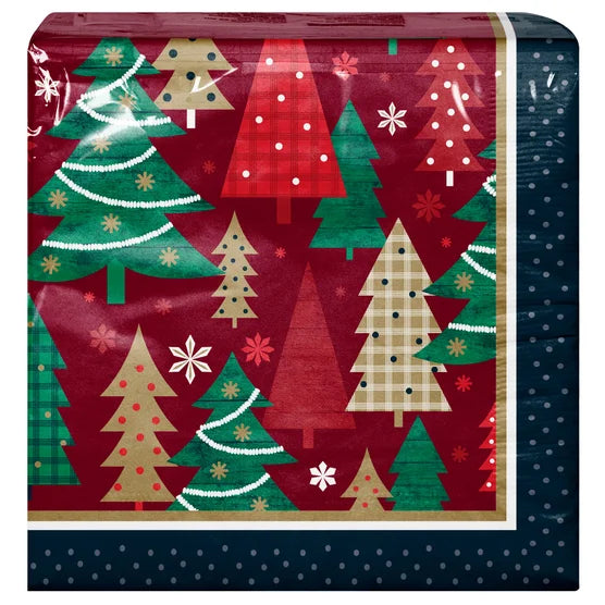 Artstyle Oval Paper Plate and Napkin Bundle, Festive Forest, 200-count