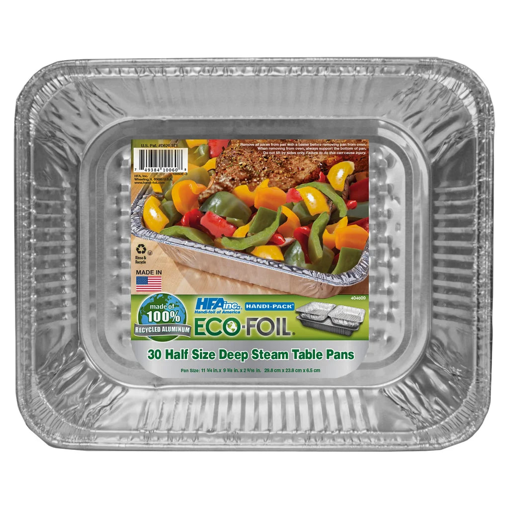 Eco-Foil Half Size Deep Steam Table Pan, 30-count