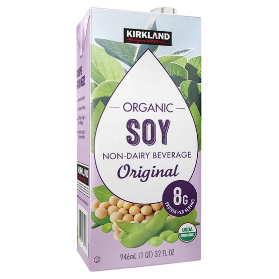 Kirkland Signature, Organic Soy Beverage, Plain, 32 fl oz, 12-Count