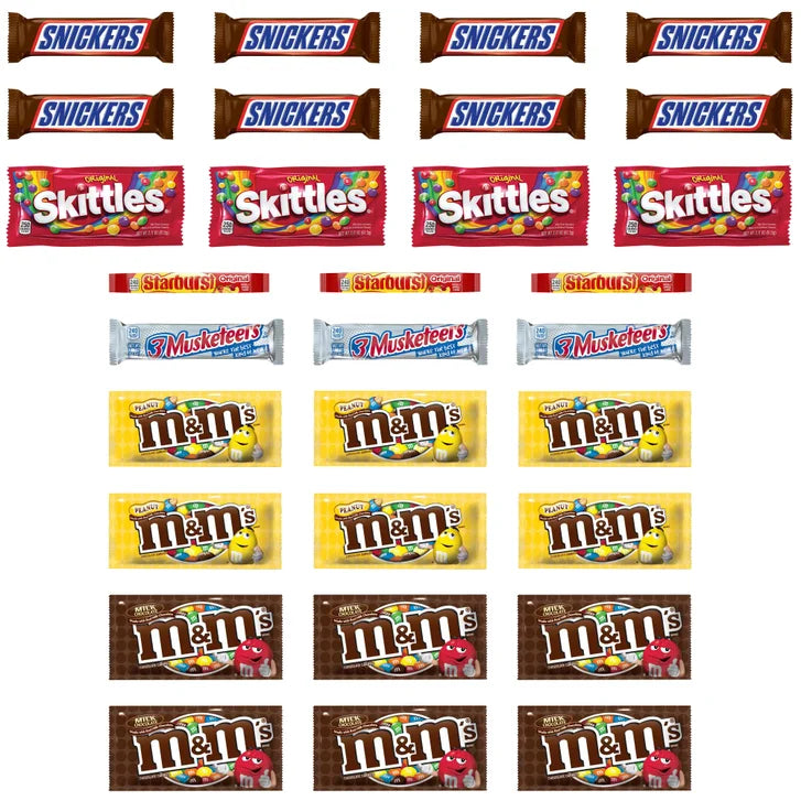 M&M's, Skittles and More Candy Bars, Variety Pack, Full Size, 30-count
