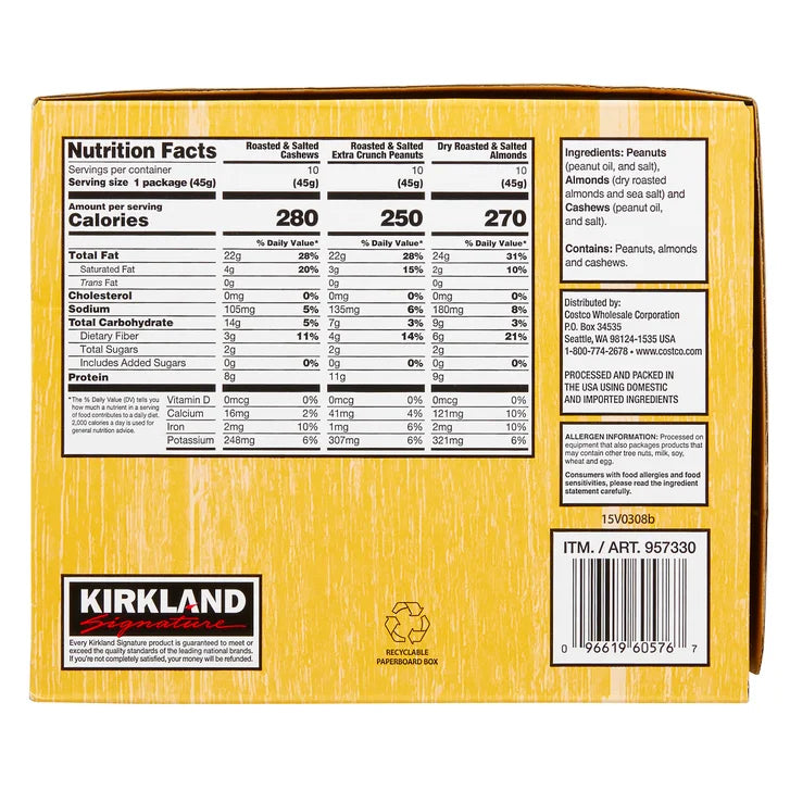 Kirkland Signature Snacking Nuts, Variety Pack, 1.6 oz, 30-count