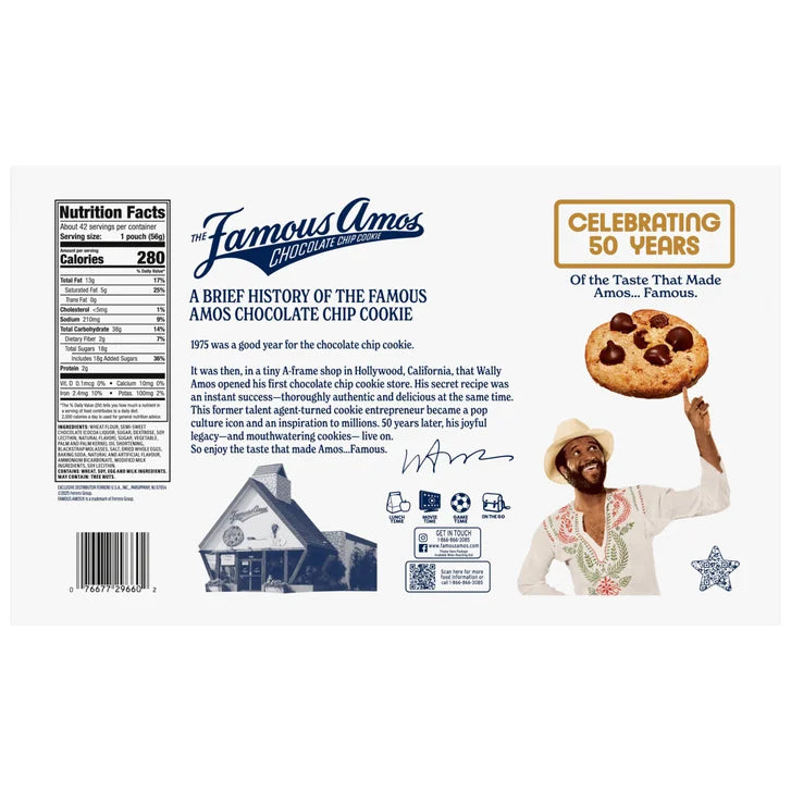 Famous Amos Cookies, Chocolate Chip, 2 oz, 42-count