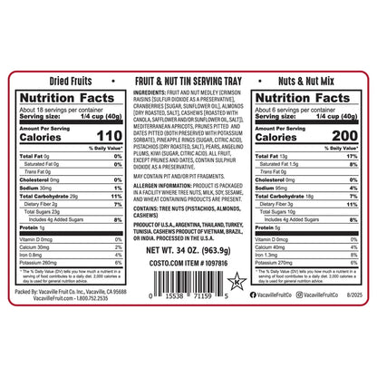 Vacaville Fruit Company, Dried Fruit & Nut Happy Holidays Tin Tray, 34 oz.
