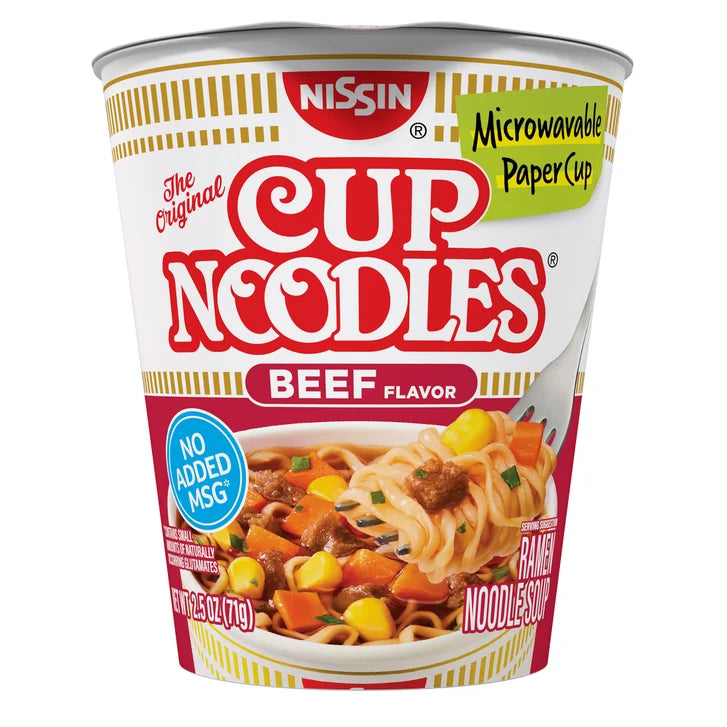 Nissin Cup Noodles, Beef, 2.5 oz, 24-count