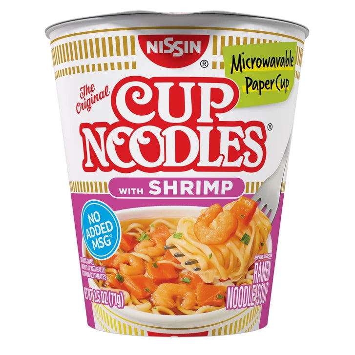 Nissin Cup Noodles, Shrimp, 2.5 oz, 24-count