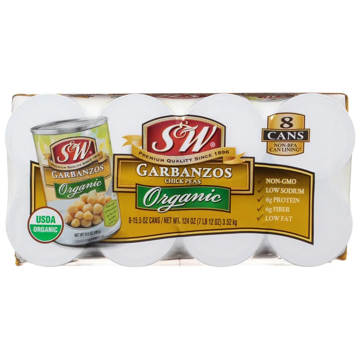 S&W, Organic Garbanzo Beans, 15.5 oz, 8-Count