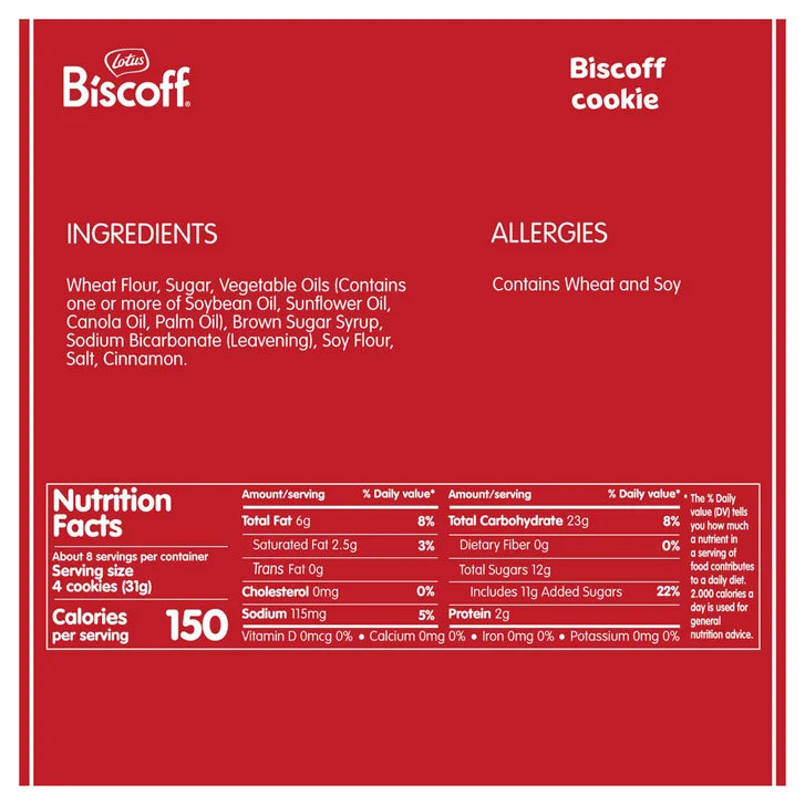Lotus Biscoff Cookies, 8.8 oz., 4 Count