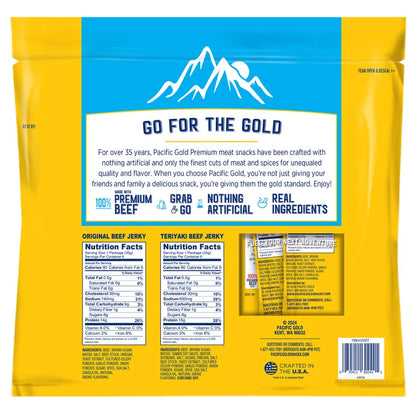 Pacific Gold Beef Jerky, Variety Pack, 15 oz, 12-count