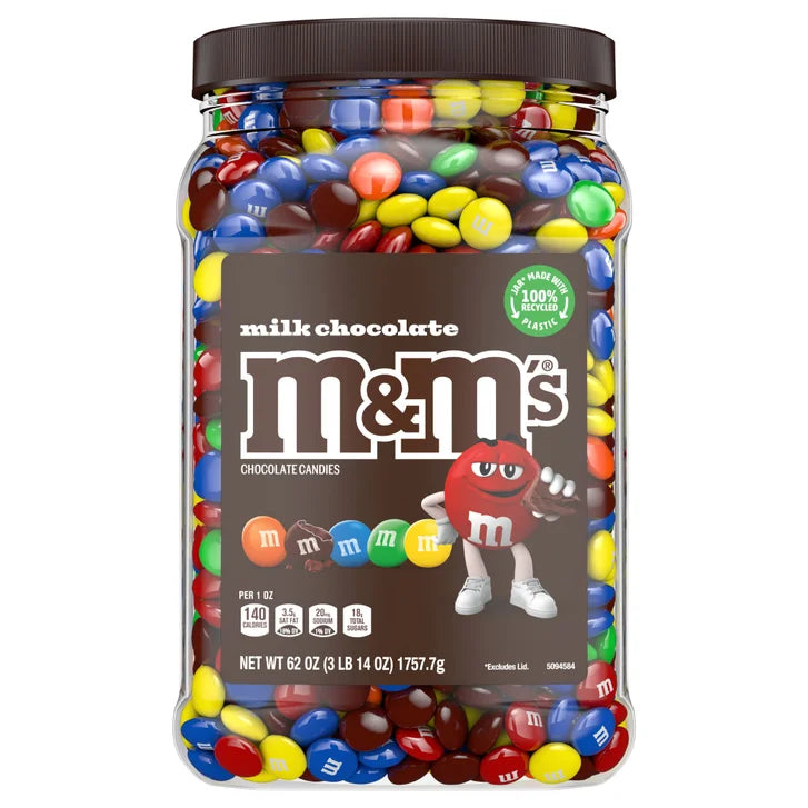 M&M's Milk Chocolate Candy, 62 oz Jar