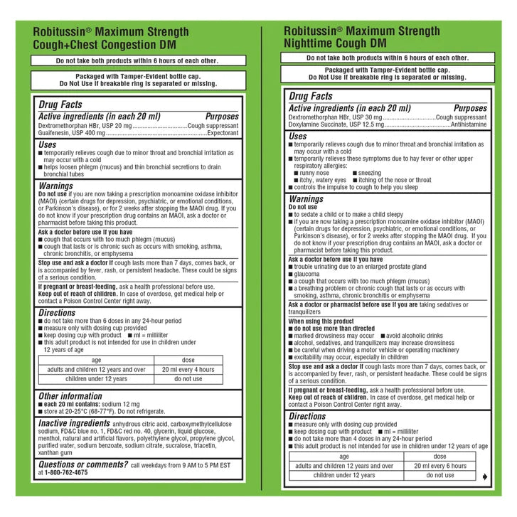 Robitussin DM Maximum Strength Day & Night Cough Relief, 20 Ounces