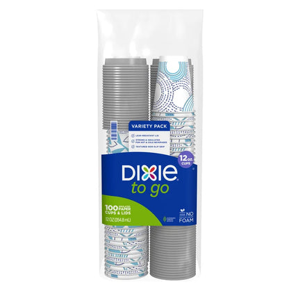 Dixie To Go 12 oz Insulated Cup & Lid, 100-count