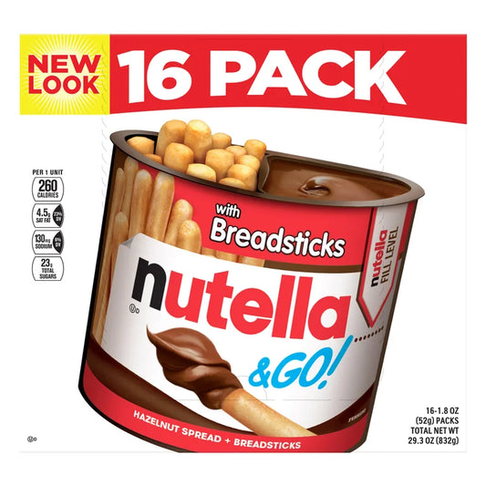 Nutella & GO! Hazelnut and Cocoa Spread With Breadsticks, 1.8 oz, 16 Pack