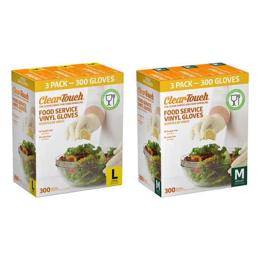Medline Clear-Touch Vinyl Food Service Gloves, 100-count, 3-pack