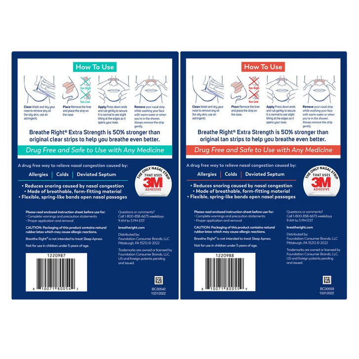 Breathe Right Extra Strength Nasal Strips, 72 Strips