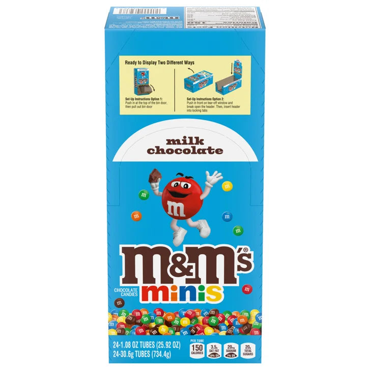 M&M's Milk Chocolate Candy Minis, 1.08 oz, 24-count