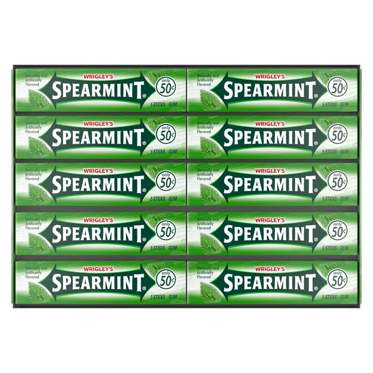 Wrigley's Spearmint Chewing Gum, 5-sticks, 40-count