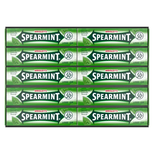 Wrigley's Spearmint Chewing Gum, 5-sticks, 40-count