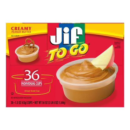 Jif To Go Peanut Butter Cups, Creamy, 1.5 oz, 36-count