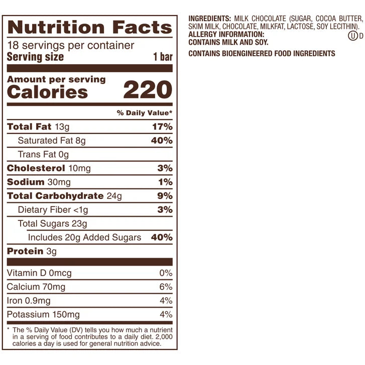 Dove Milk Chocolate Candy Bars, Full Size, 1.44 oz, 18-count