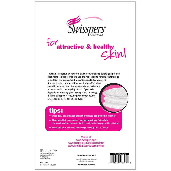 Swisspers Premium Hypoallergenic Cotton Rounds, 900-count