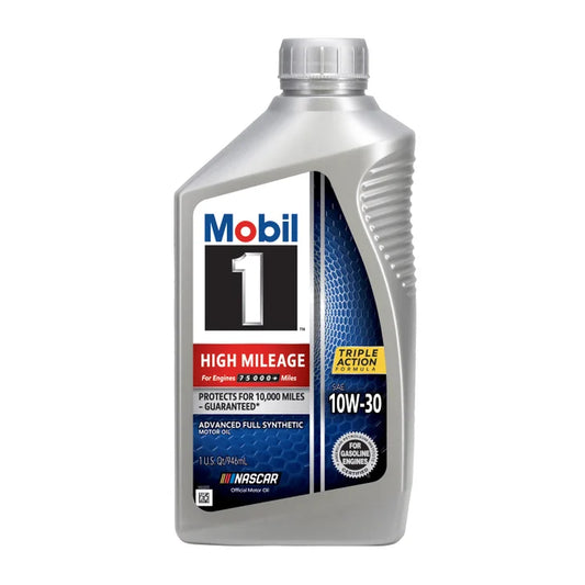 Mobil 1 High Mileage Full Synthetic Motor Oil 10W-30, 1-Quart/6-pack