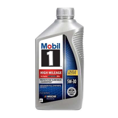 Mobil 1 High Mileage Full Synthetic Motor Oil 5W-30, 1-Quart/6-pack